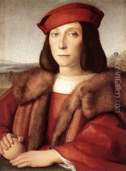 Young Man With An Apple Oil Painting - Raphael