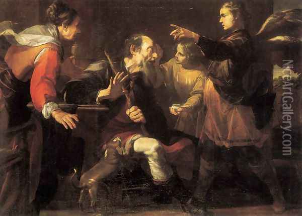 Tobias Healing the Blindness of His Father Oil Painting - Gioacchino Assereto