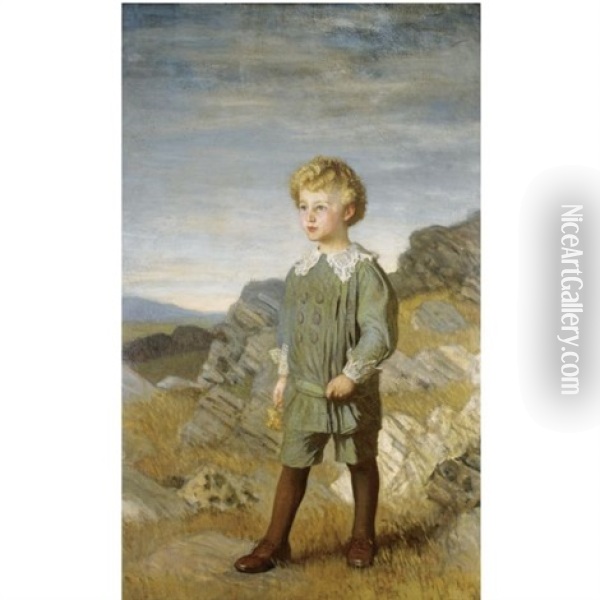 Portrait Of Mervyn Roberts Oil Painting - Sir George Clausen