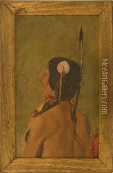 Portrait Of A Native American. Oil Painting - Francis Davis Millet