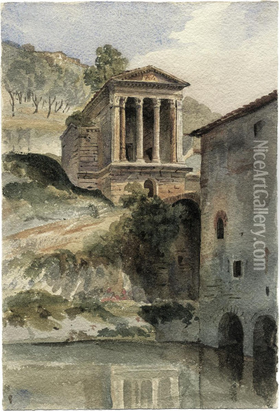 Der Clitumnus-tempel Bei Spoleto Oil Painting - Harriet Cheney