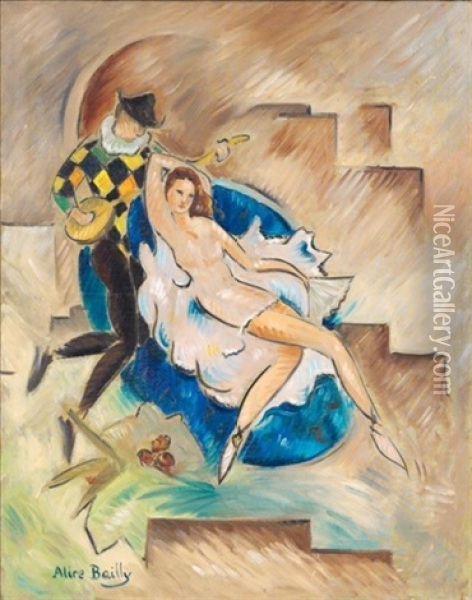 Danseuse Avec Arlequin Oil Painting - Alice Bailly
