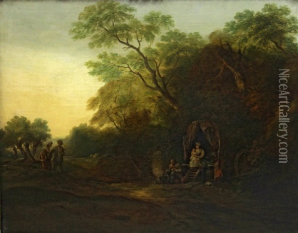 A Gypsy Encampment Oil Painting - Thomas Gainsborough