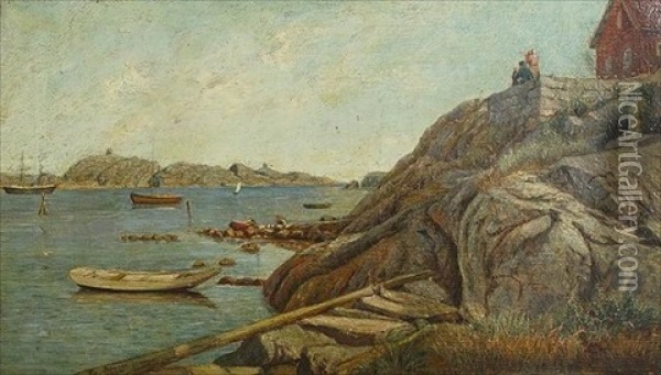 Noank Harbor Oil Painting - Thomas Peterson