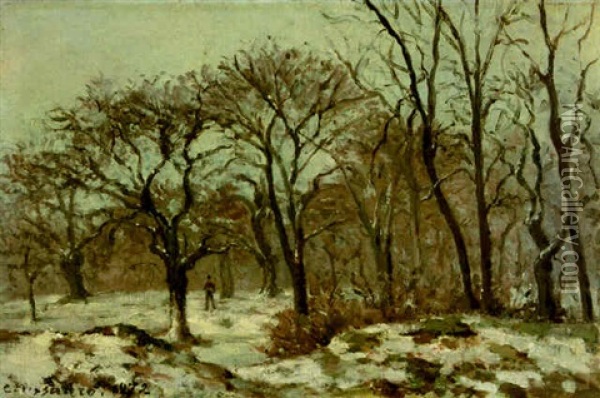 Bois De Chataigniers En Hiver, Louveciennes Oil Painting - Camille Pissarro