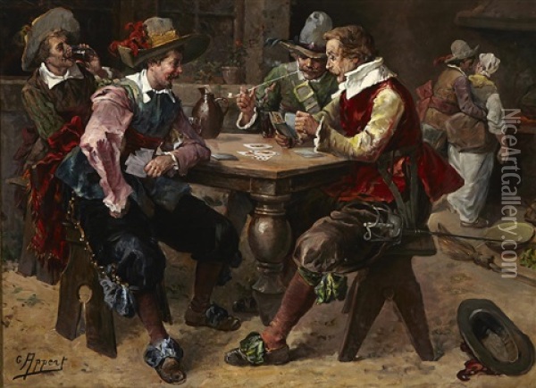A Game Of Cards Oil Painting - George Appert