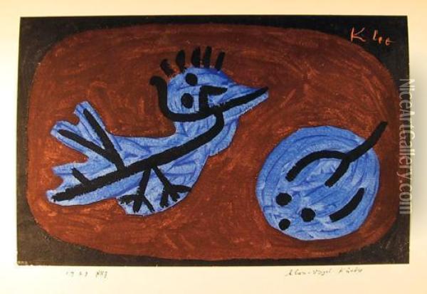 Blau - Vogel - Kurbis (bleu-oiseau-courge) Oil Painting - Paul Klee