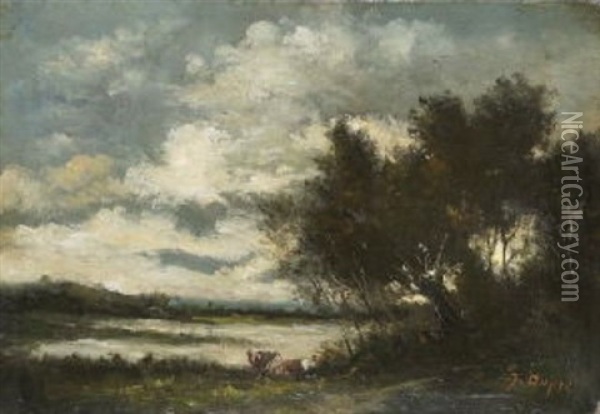 Flusslandschaft Oil Painting - Jules Dupre