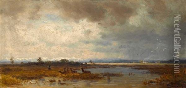 Moorlandschaft Im Voralpenland Oil Painting - Dietrich Langko