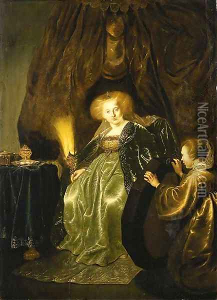 Esther preparing to meet Ahasuerus Oil Painting - Salomon Koninck