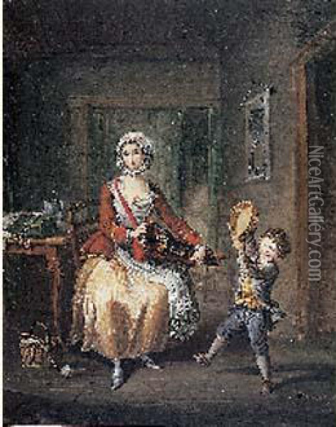 La Lecon De Danse Oil Painting - Jean-Baptiste Lallemand