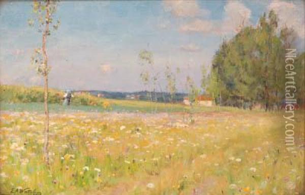 Across The Meadow Oil Painting - Ernest Albert Waterlow