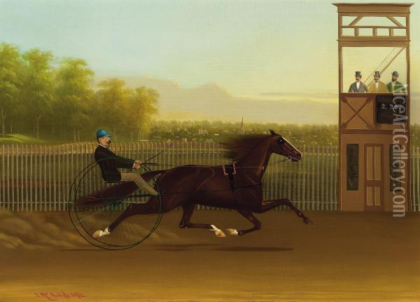 Trotting Horse Time 2.25 Oil Painting - James J. Mcauliffe