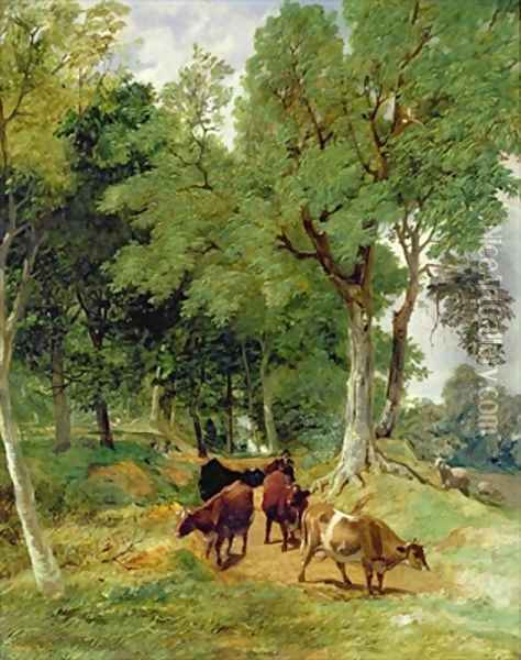 Cattle on a Devonshire Lane Oil Painting - T.S. and Lee, F.R. Cooper