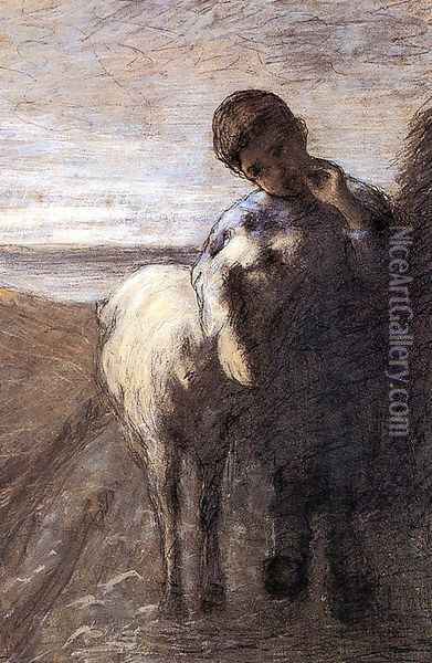 Shepherd boy with lamb Oil Painting - Giovanni Segantini