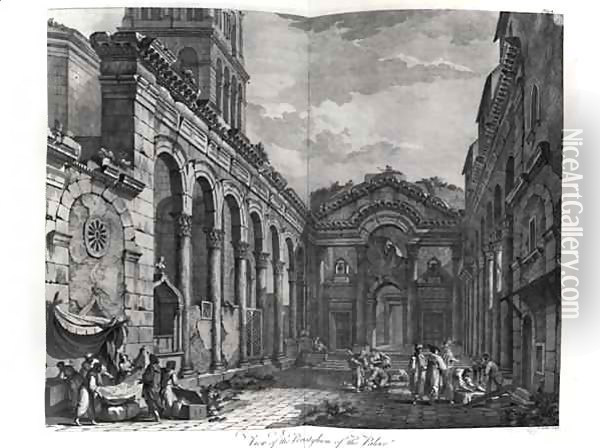 View of the peristyle of the palace of Diocletian (245-313), Roman Emperor 284-305, at Split on the Dalmatian coast Oil Painting - Robert Adam