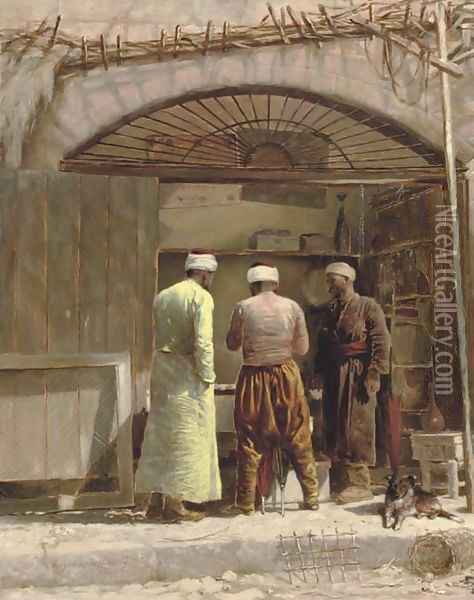 Negotiating in the Souk Oil Painting - Margaret Murray Cookesley