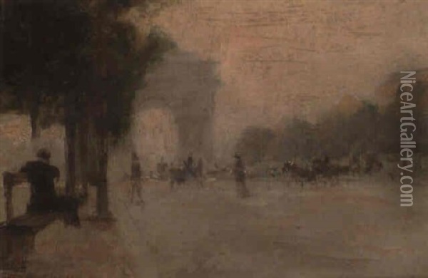 L'arc De Triomphe, Paris Oil Painting - Stanislas Lepine