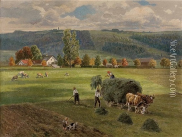Bei Der Heuernte Oil Painting - Wilhelm Graebhein
