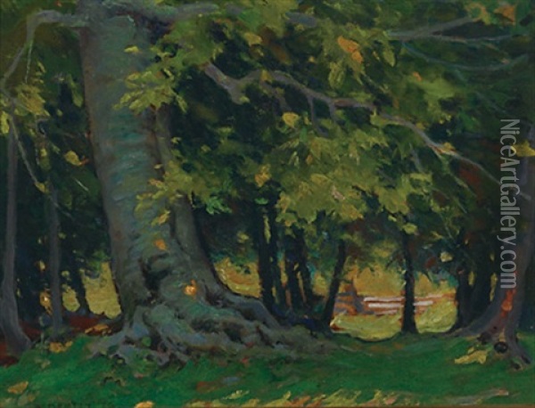 Trees In The Shade Oil Painting - John William Beatty