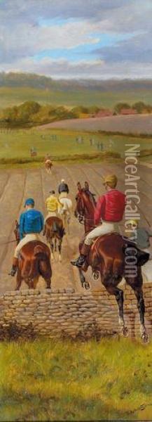Pferderennen In England. Oil Painting - Edward Algernon Stuart Douglas