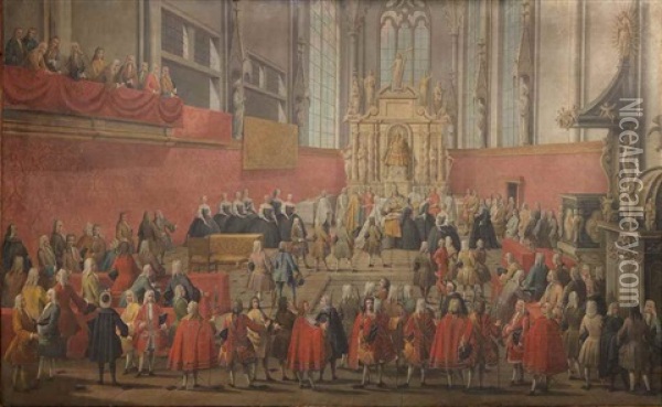 A Baptism In The Imperial Court Chapel, Vienna Oil Painting - Dimitri Emil'evich Marten