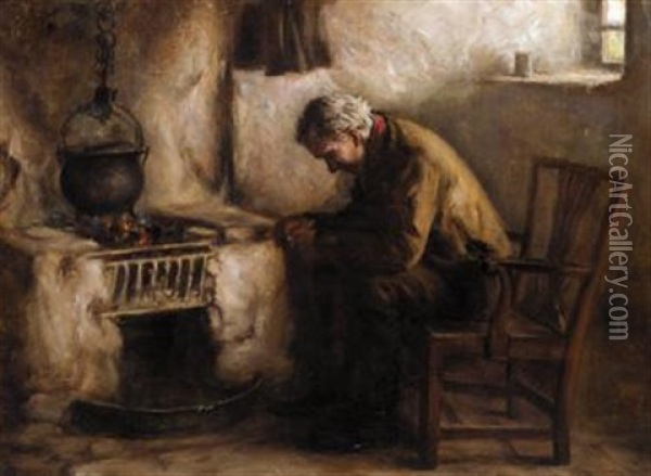 By The Fireside Oil Painting - Henry John Dobson