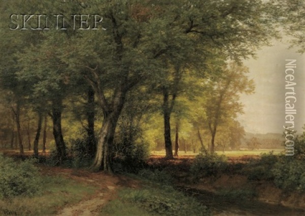 Stream At Field's Edge Oil Painting - Hermann Pohle the Elder