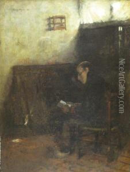 Lesender In Stube Oil Painting - Claus Meyer