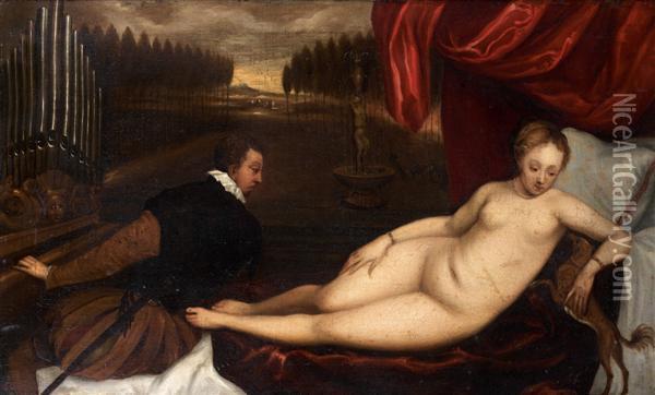 Venus Et L'organiste Oil Painting - Tiziano Vecellio (Titian)