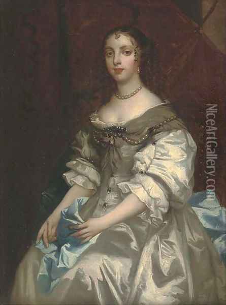 Portrait of a lady, traditionally identified Elizabeth, Countess of Devonshire (1619-1689) Oil Painting - Sir Peter Lely