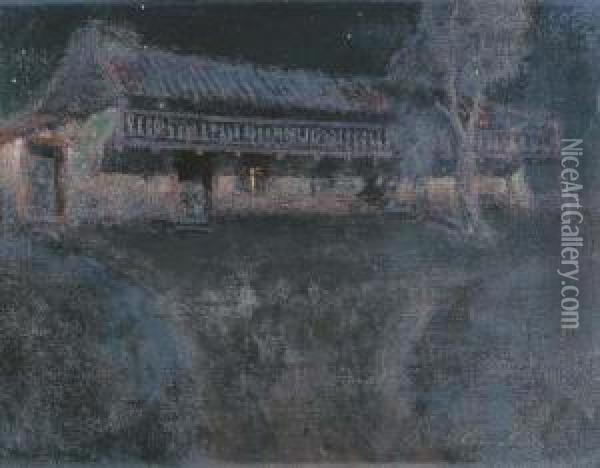 Moonlight Casa Escolar, Monterey Oil Painting - Charles Rollo Peters
