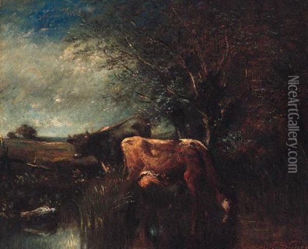 Cattle Watering Oil Painting - Jules Dupre