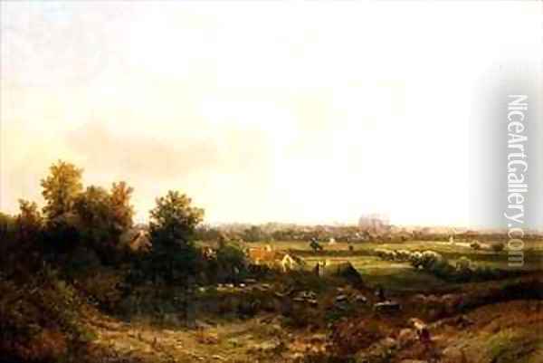 A Shepherd and his Flock near Haarlem Oil Painting - Pieter Lodewijk Francisco