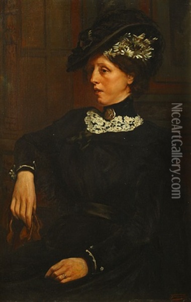 Portrait De Dame Oil Painting - Georges Jacqmotte
