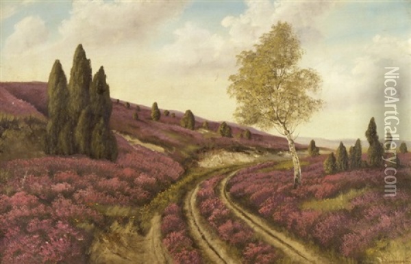 Lavendelblute In Weiter Landschaft Oil Painting - Iosif Evstafevich Krachkovsky