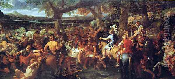 The defeat of Porus Oil Painting - Charles Le Brun