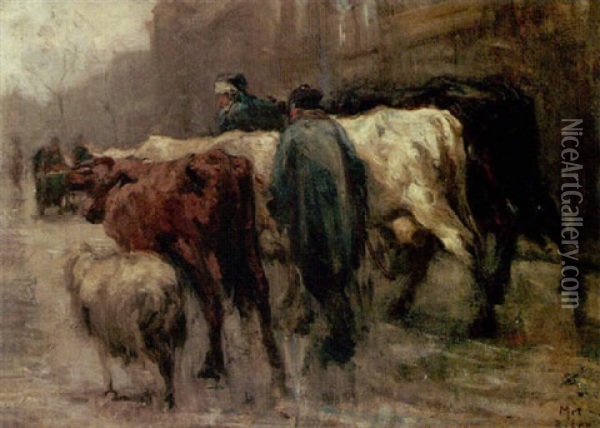 Return Of The Cattle Oil Painting - Roland Lary