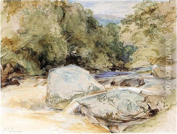 The Valley Of The Lynn, Devon Oil Painting - John Frederick Lewis