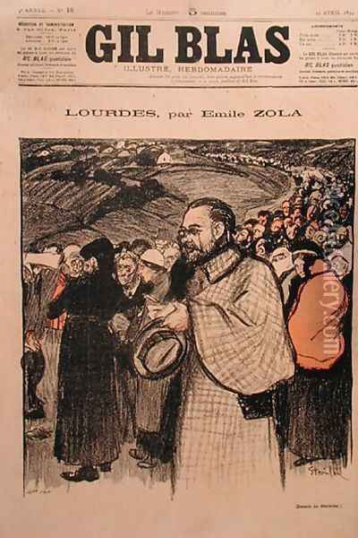 Front cover of Gil Blas containing the first instalment of Lourdes by Emile Zola 1840-1902 1894 Oil Painting - Theophile Alexandre Steinlen