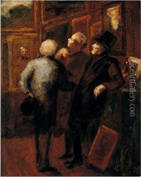 Les Amateurs De Tableaux Oil Painting - Honore Daumier