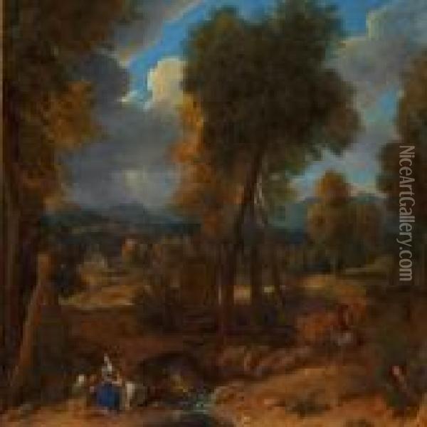 The Rest On The Flight Into Egypt Oil Painting - Nicolas Poussin