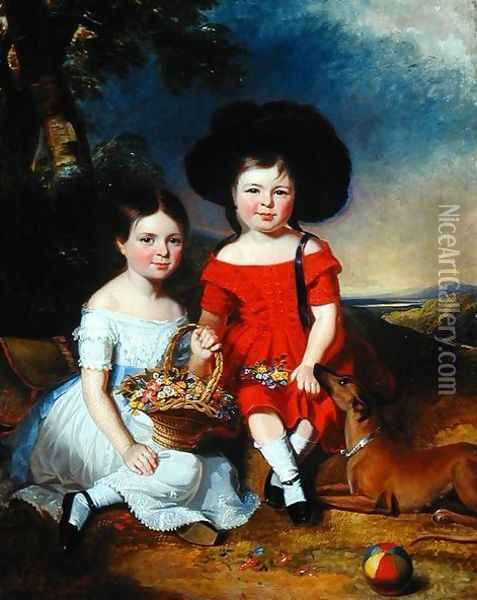 Annie and John Edward, children of Thomas Rhodes of Leeds Oil Painting - John Bridges
