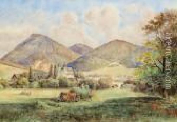 Feldarbeit Im Alpenvorland Oil Painting - Gustav Barbarini
