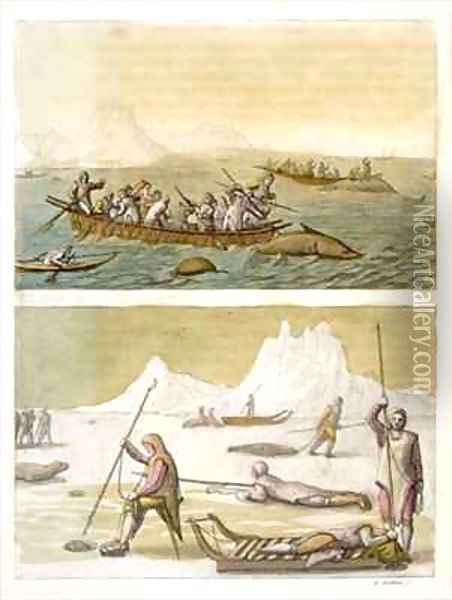 Greenland Whale fishing and Seal hunting Oil Painting - Gallo Gallina