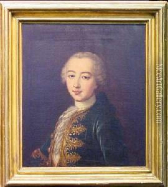 Portrait Of A Young Man With Brocaded Coat Oil Painting - Ircle Of Martin Van Mytens
