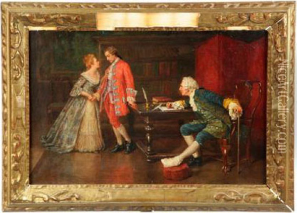 The Reprimand Oil Painting - John Ward Dunsmore
