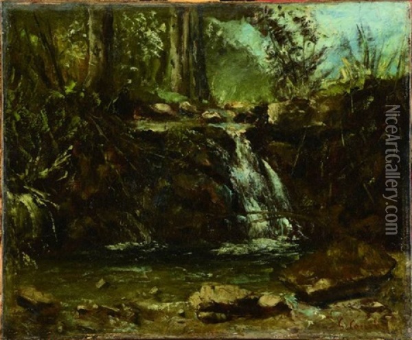 Petite Chute D`eau En Sous-bois Oil Painting - Gustave Courbet