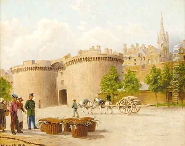On the quay, St. Malo, France Oil Painting - John Mulcaster Carrick