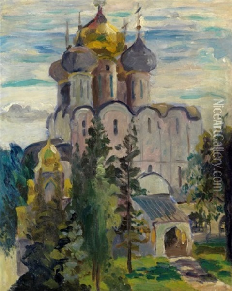 Church In Autumn Oil Painting - Aristarkh Vasilevich Lentulov